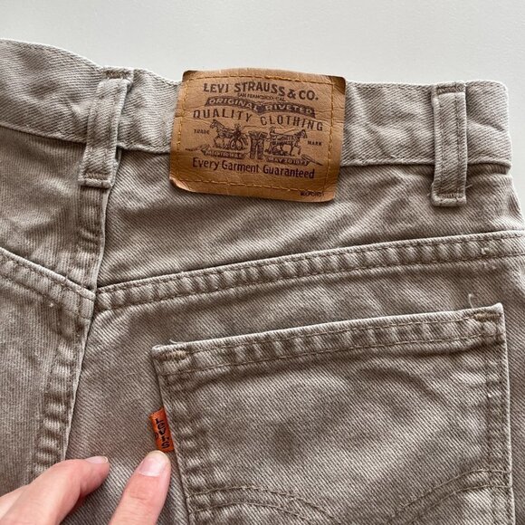 Levi's Orange Tab Denim Distressed Shorts High Rise Tan 25 - Picture 8 of 8